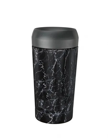 Travel cup Black Marble - stalowy, ceramiczny, z grawerem - Root7