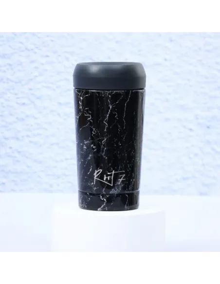 Travel cup Black Marble - stalowy, ceramiczny, z grawerem - Root7