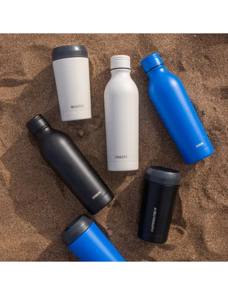 Travel cup Sandstone Grey - stalowy, ceramiczny, z grawerem - Root7