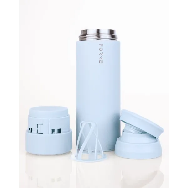 Shaker FORME : 500ml + 35g Azure - stalowy, personalizowany, z grawerem - Root7