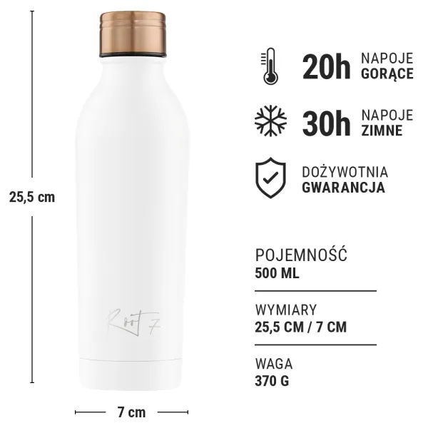 Biała butelka termiczna Powder Coated White personalizowane - Root7