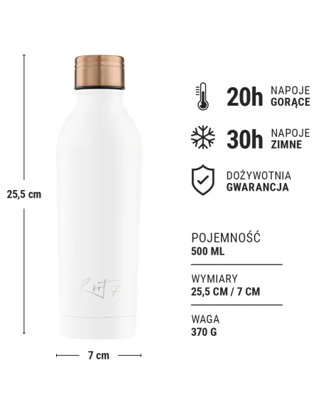 Biała butelka termiczna Powder Coated White personalizowane - Root7