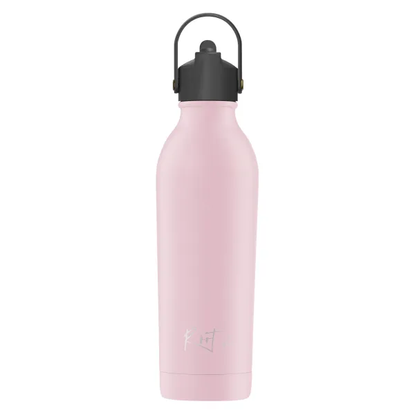 Zestaw Sportowy: Butelka termiczna i korek ze słomką Powder Coated Millennial Pink personalizowane - Root7