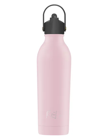 Zestaw Sportowy: Butelka termiczna i korek ze słomką Powder Coated Millennial Pink personalizowane - Root7