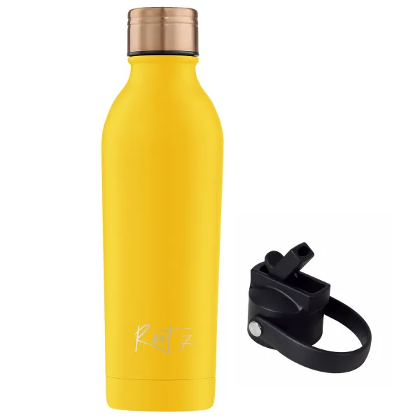 Zestaw Sportowy: Butelka termiczna i korek ze słomką Powder Coated Yellow personalizowane - Root7