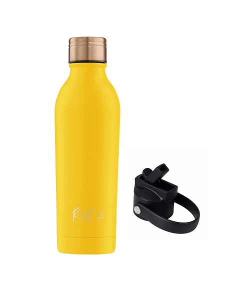Zestaw Sportowy: Butelka termiczna i korek ze słomką Powder Coated Yellow personalizowane - Root7