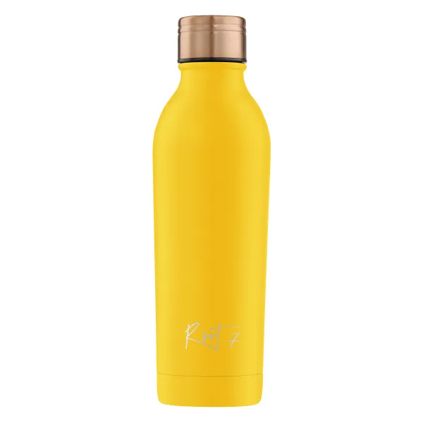 Zestaw Sportowy: Butelka termiczna i korek ze słomką Powder Coated Yellow personalizowane - Root7