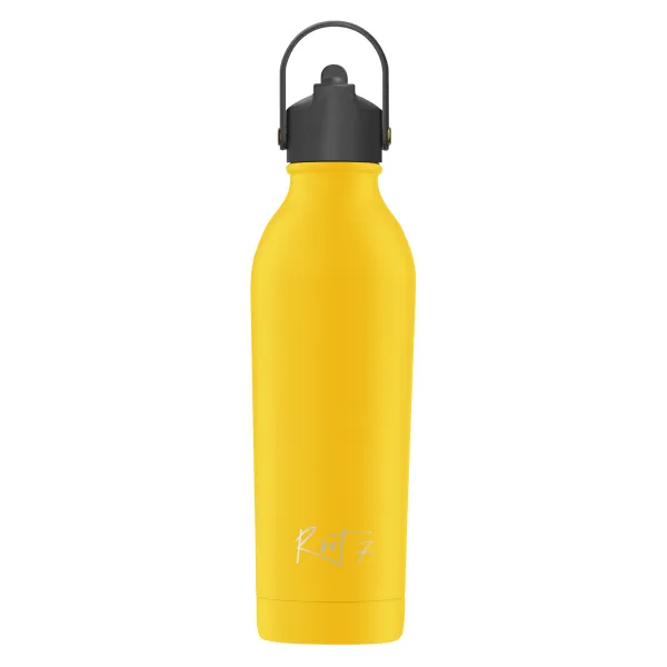 Zestaw Sportowy: Butelka termiczna i korek ze słomką Powder Coated Yellow personalizowane - Root7