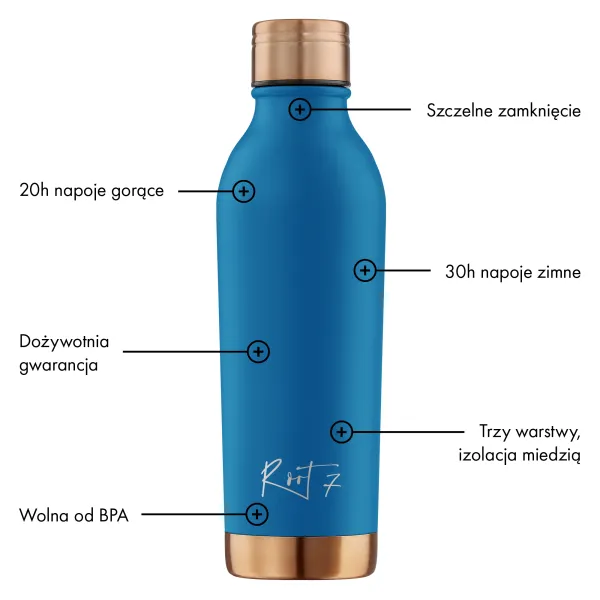 Niebieska butelka termiczna VIP Deep Ocean personalizowane - Root7