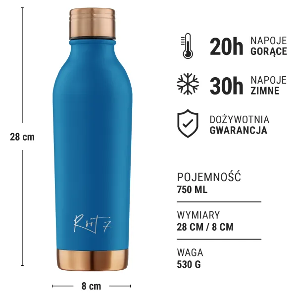 Niebieska butelka termiczna VIP Deep Ocean personalizowane - Root7