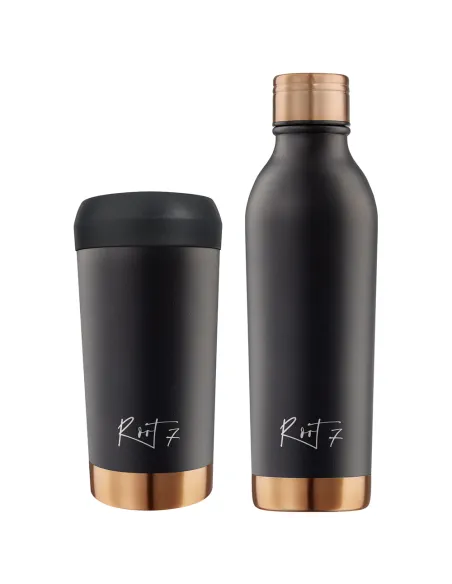 Zestaw City Break: Butelka 500ml i Kubek Termiczny serii VIP Black personalizowane - Root7