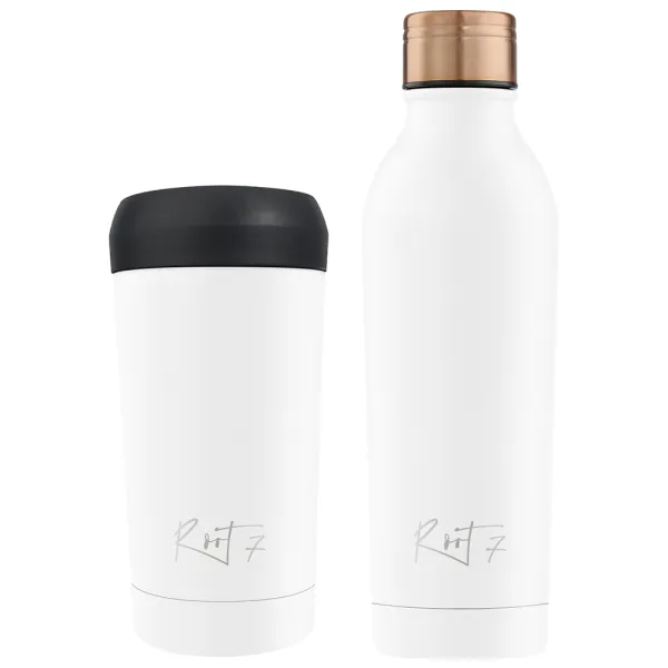 Zestawy City Break: Butelka 500ml i Kubek Termiczny serii Polar White personalizowane - Root7