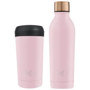 Zestaw City Break: Butelka 500ml i Kubek Termiczny serii Millennial Pink personalizowane - Root7