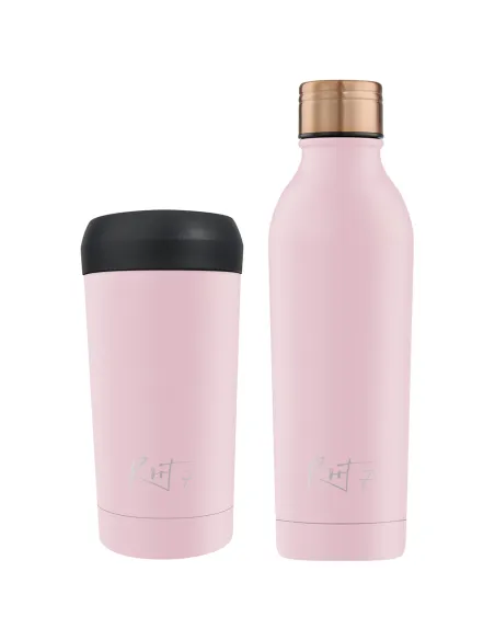 Zestaw City Break: Butelka 500ml i Kubek Termiczny serii Millennial Pink personalizowane - Root7