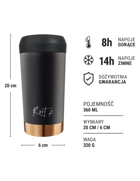 Kubek Termiczny Sandstone Grey Ceramiczny - stalowy, ceramiczny, z grawerem - Root7