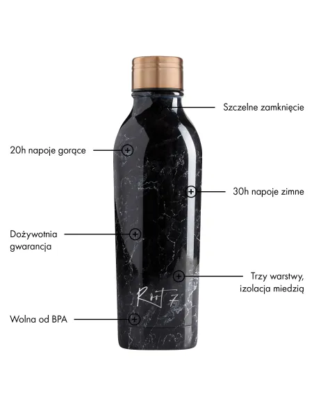 Butelka termiczna Black Marble personalizowane - Root7