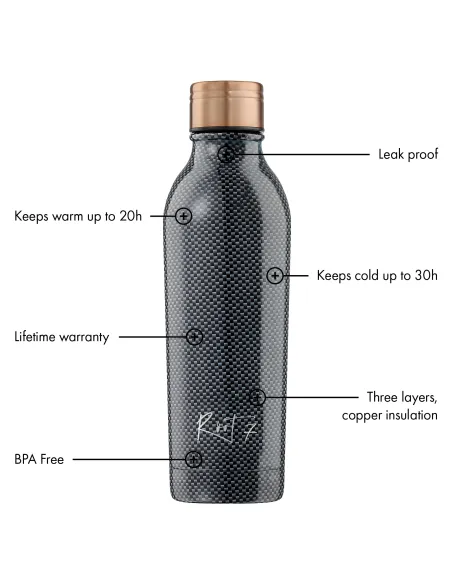Butelka termiczna Carbon Fibre - stalowa, personalizowana, z grawerem - Root7