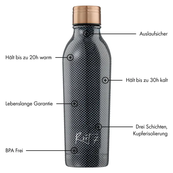 Butelka termiczna Carbon Fibre - stalowa, personalizowana, z grawerem - Root7
