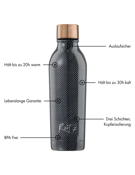 Butelka termiczna Carbon Fibre - stalowa, personalizowana, z grawerem - Root7