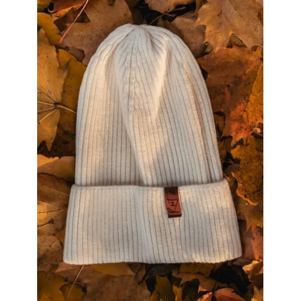 Czapka jesienna Creamy White, 100% Merino personalizowane - Root7