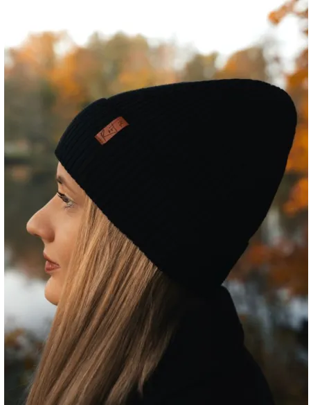 Czapka jesienna Jet Black, 100% Merino personalizowane - Root7
