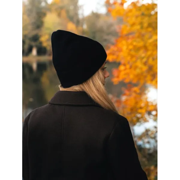 Czapka jesienna Jet Black, 100% Merino personalizowane - Root7