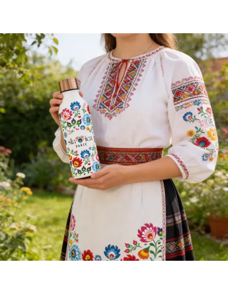 BUTELKA TERMICZNA SLAVICA DANCE 1 POWDER COATED WHITE personalizowane - Root7