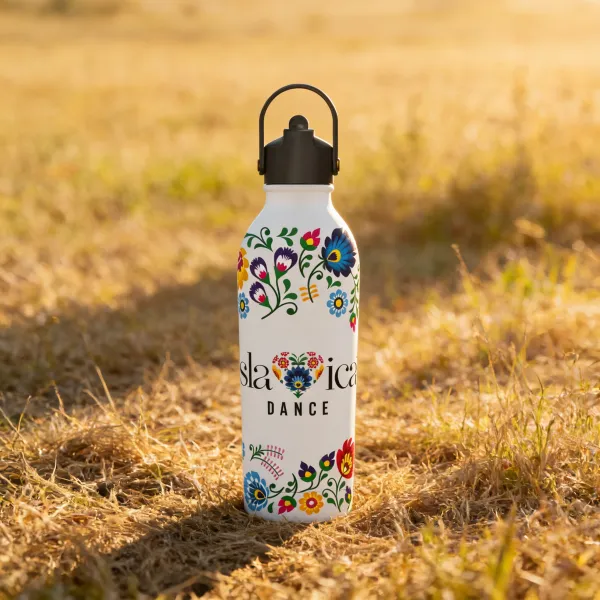 BUTELKA TERMICZNA SLAVICA DANCE 3 POWDER COATED WHITE personalizowane - Root7