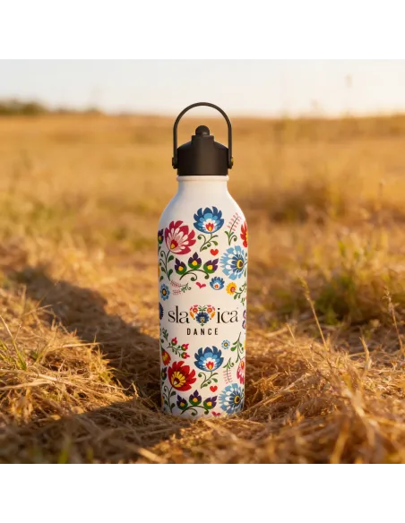 BUTELKA TERMICZNA SLAVICA DANCE 1 POWDER COATED WHITE personalizowane - Root7