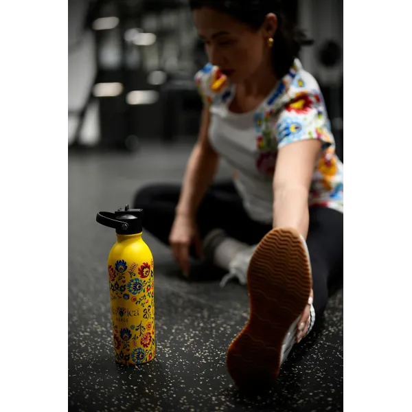 OneBottle Slavica Dance Powder Coated Yellow with a Sports Cap