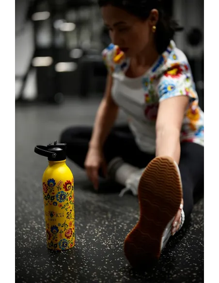 OneBottle Slavica Dance Powder Coated Yellow 3 with a Sports Cap