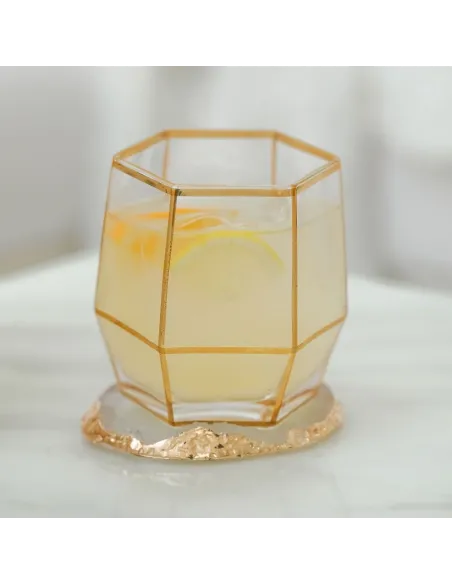 Geo Gold Tumbler Glasses Set of 2