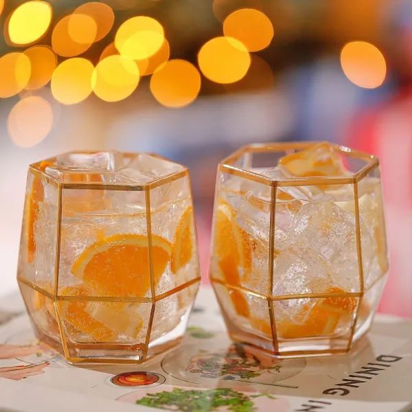 Geo Gold Tumbler Glasses Set of 2