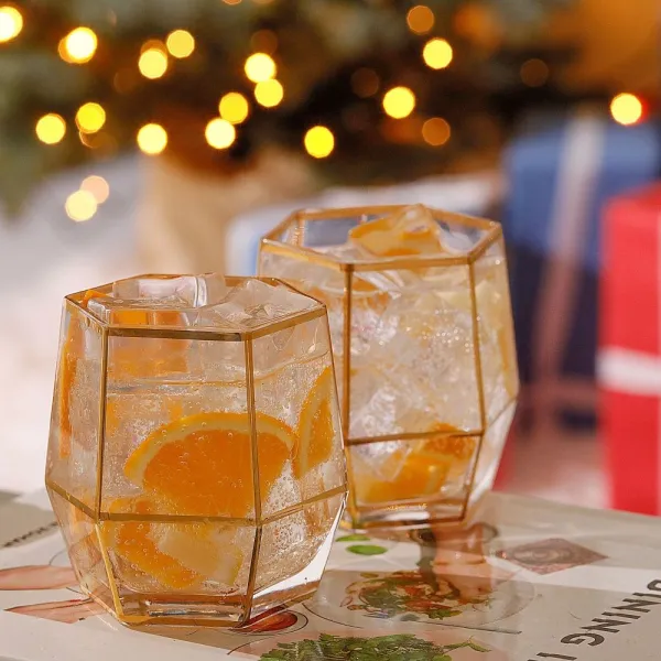 Geo Gold Tumbler Glasses Set of 2