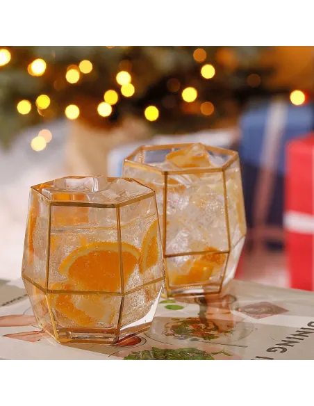 Geo Gold Tumbler Glasses Set of 2