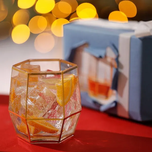 Geo Gold Tumbler Glasses Set of 2