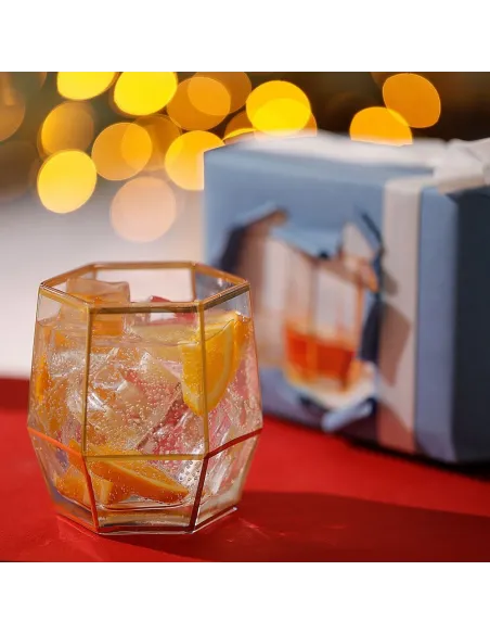 Geo Gold Tumbler Glasses Set of 2