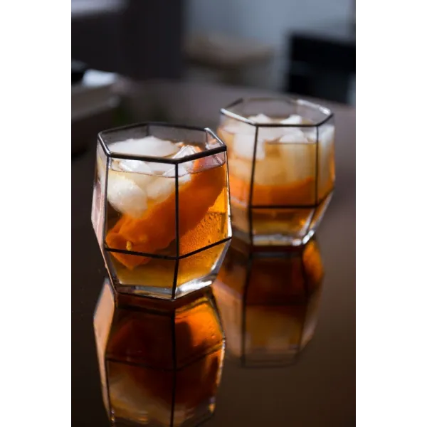 Geo Black Tumbler Glasses - Set of 2