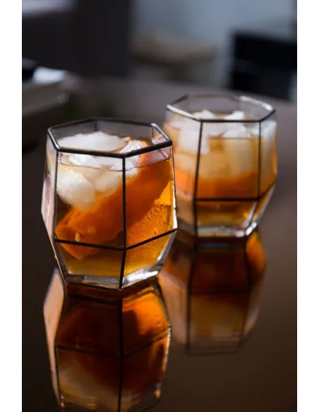 Geo Black Tumbler Glasses - Set of 2