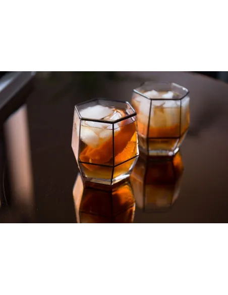 Geo Black Tumbler Glasses - Set of 2