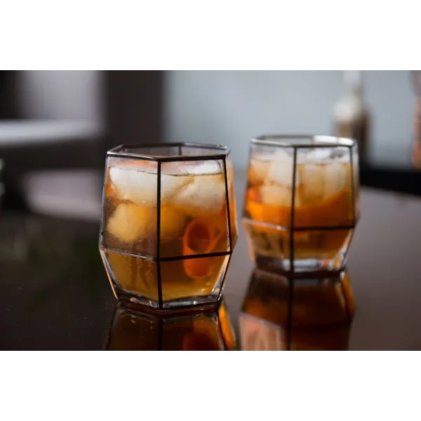Geo Black Tumbler Glasses - Set of 2