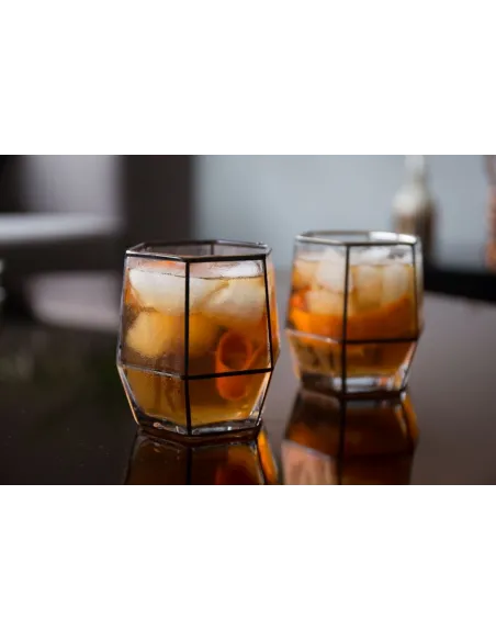 Geo Black Tumbler Glasses - Set of 2