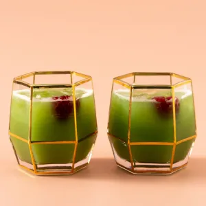 Geo Gold Tumbler Glasses Set of 2 2