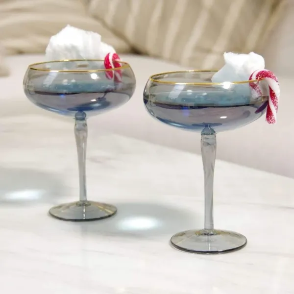 Black & Gold Martini Glasses - Set of 2