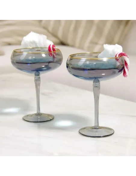 Black & Gold Martini Glasses - Set of 2