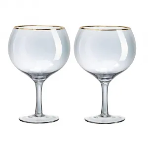 Black & Gold Gin Balloon Glasses - Set of 2