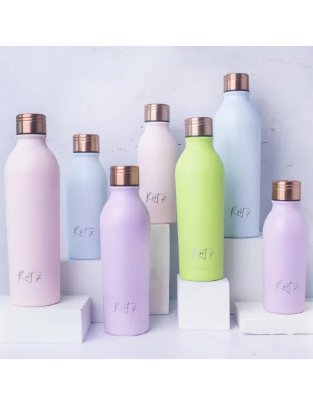 Różowa butelka termiczna Powder Coated Millennial Pink personalizowane - Root7