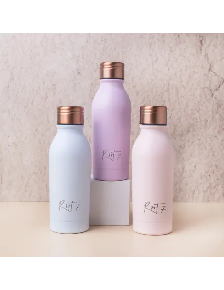 Różowa butelka termiczna Powder Coated Millennial Pink personalizowane - Root7